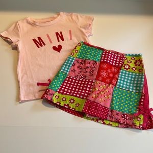 Little girls size 6 skort and size small top